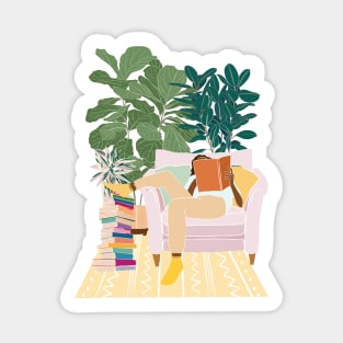 Book Lover illustration, Reading Sticker